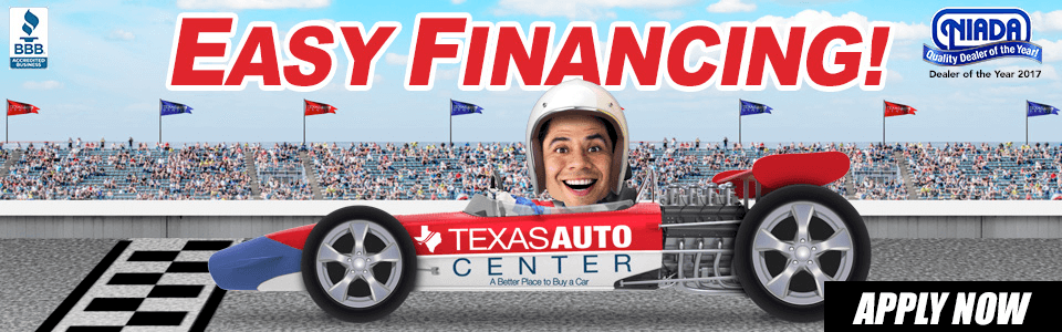 Racecar with driver, Easy Financing message.