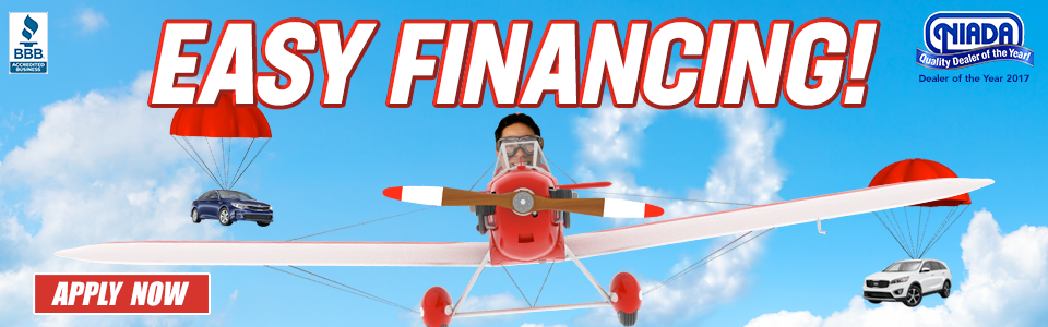 Racecar with driver, Easy Financing message.